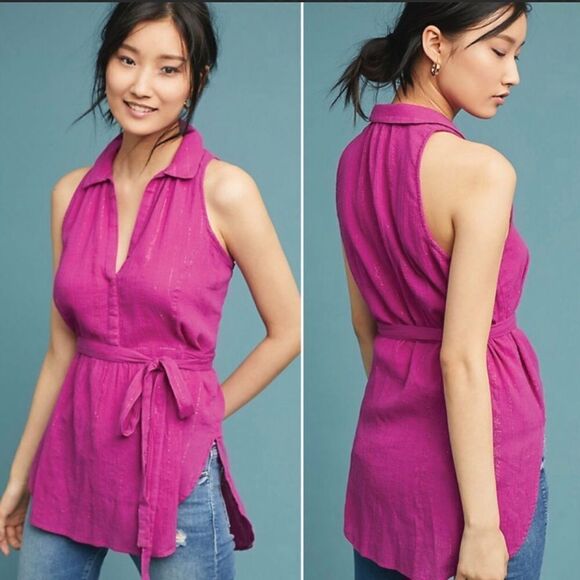 Anthropologie Maeve Batavia Belted Tunic Top - Picture 1 of 7